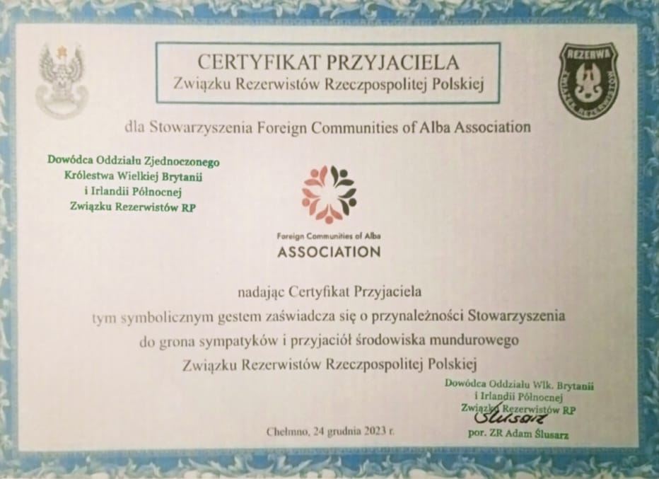 The Foreign Communities of Alba Association joins Polish reservists as new&nbsp;partners!