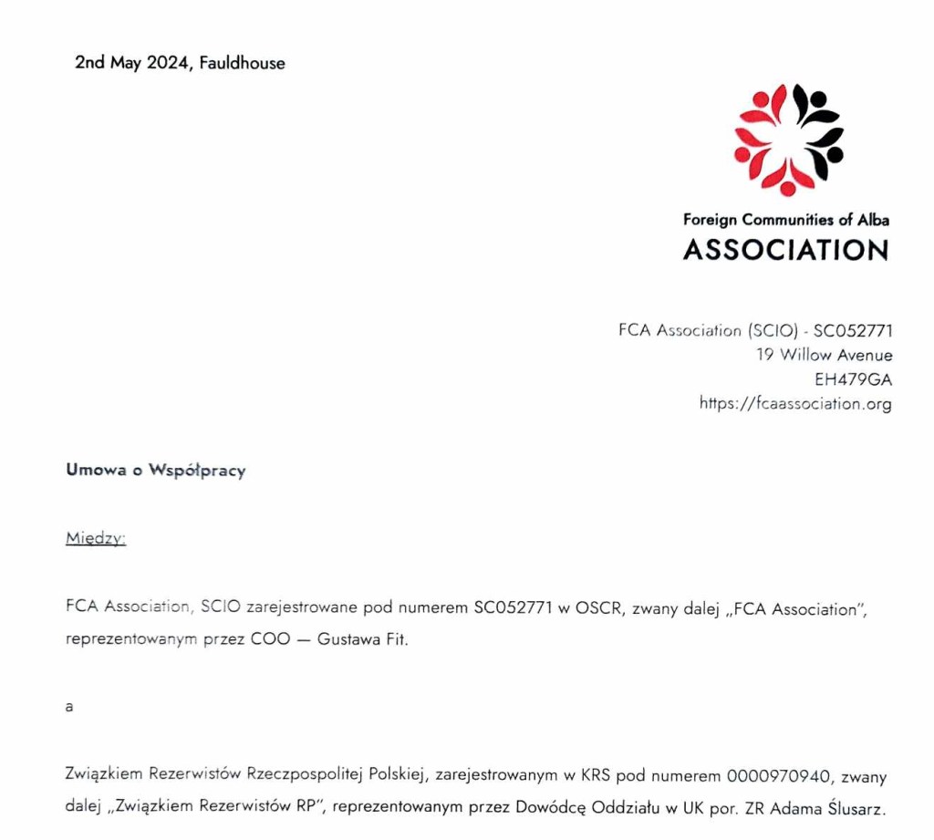 Signed! Official cooperation agreement between FCA Association and Association of Reservists of the Republic of&nbsp;Poland.