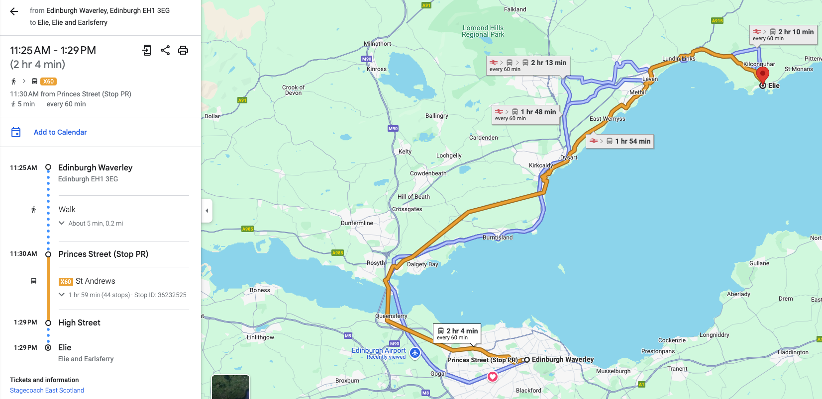 From Central Edinburgh to Elie