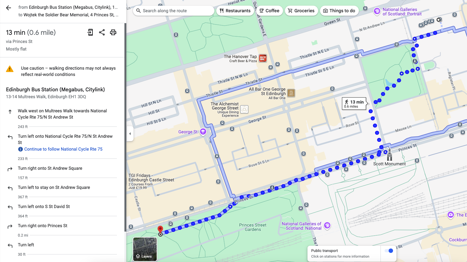From Edinburgh Bus Terminal to Wojtek the Soldier Bear Monument
